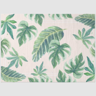Beach Tropical Jungle Leaf Foliage Blush n Green Tissue Paper