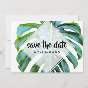 Beach Tropical Leaf Trendy Greenery Save the Date
