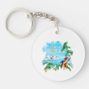 Beach Tropical Music Key Ring