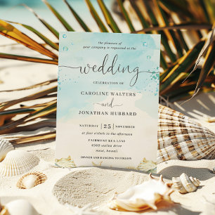 Beach Tropical Nautical Destination Wedding Invitation