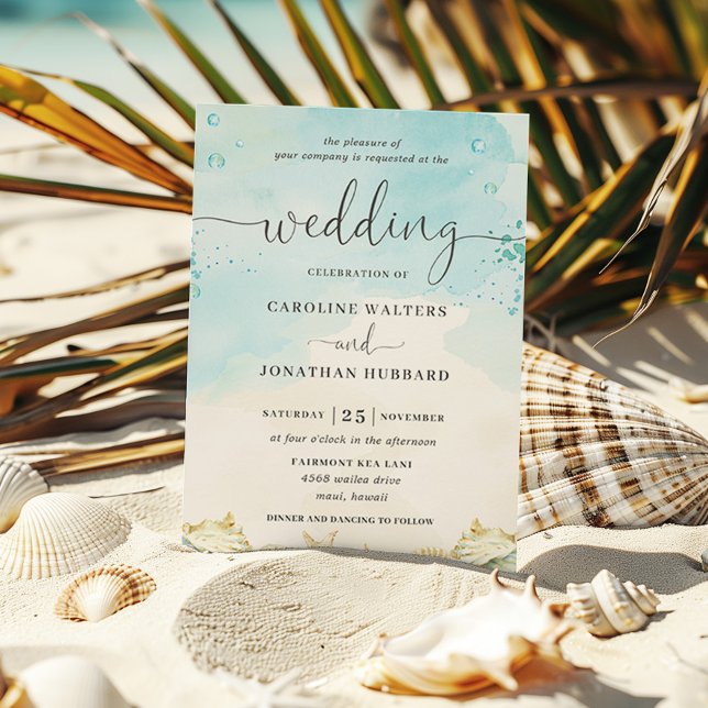Beach Tropical Nautical Destination Wedding Invitation (Creator Uploaded)