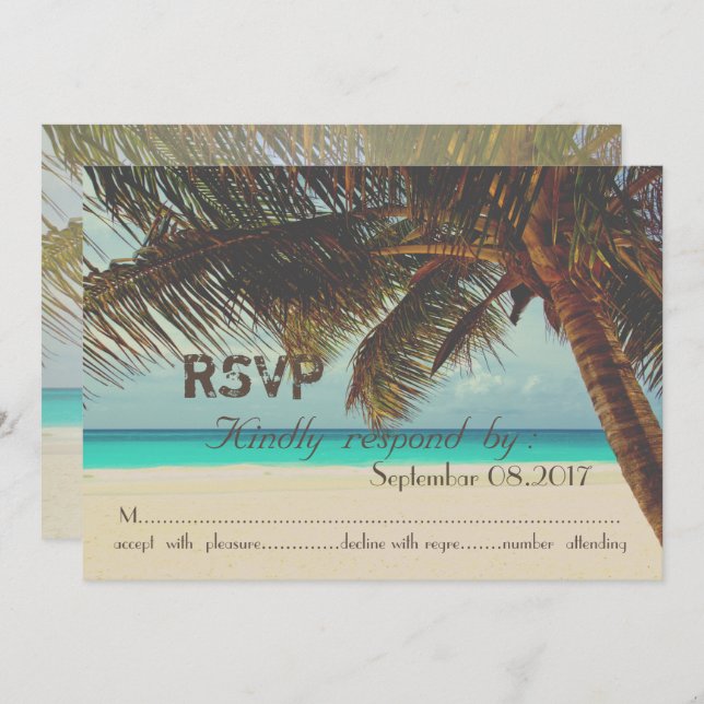 Beach,Tropical,Palm   RSVP Invitation (Front/Back)