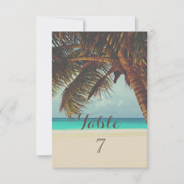 Beach Tropical,Palm Table Card (Front)