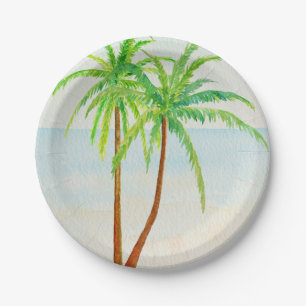 Beach Tropical Palm Trees Paper Plate