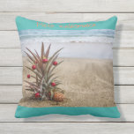 Beach Tropical Pineapple Christmas Pillow<br><div class="desc">Tropical Island Beach Themed Christmas Holiday Outdoor Pillow With A Cute Mini Pineapple. Enjoy this Festive Welcome Pillow on Your Porch, Lanai, Couch or Bed During this Holiday Season. With Red Ball Ornaments Hanging From the Cute Pineapple's Fronds and Teal Accent Colours, This Fruity, Tropical, Beach Inspired Pillow Will Take...</div>