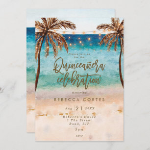 beach tropical Quinceanera 15th birthday Invitation