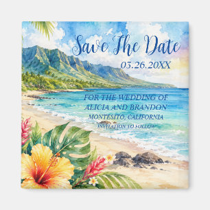 Beach Tropical Sand Weddings Modern Waves Magnet