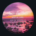 Beach Tropical Sand Weddings Modern Waves Magnet<br><div class="desc">Tropical,  beach,  simple,  waves,  destination,  palm trees,  elegant,  modern Wedding,  Save the Date magnet. You can personalise it with your details.</div>