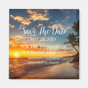 Beach Tropical Sand Weddings Modern Waves Magnet