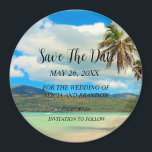 Beach Tropical Sand Weddings Modern Waves Magnet<br><div class="desc">Tropical,  beach,  simple,  waves,  destination,  palm trees,  elegant,  modern Wedding,  Save the Date magnet. You can personalise it with your details.</div>