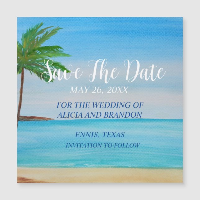 Beach Tropical Sand Weddings Modern Waves Magnet (Front)