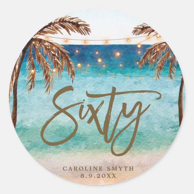 beach tropical sixty 60th birthday sticker (Front)