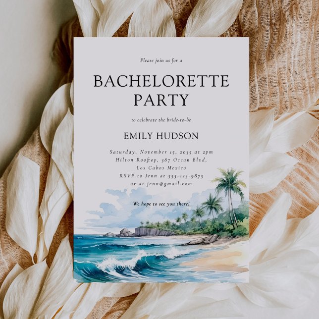 Beach Tropical Summer Bachelorette Party Invitation (Creator Uploaded)