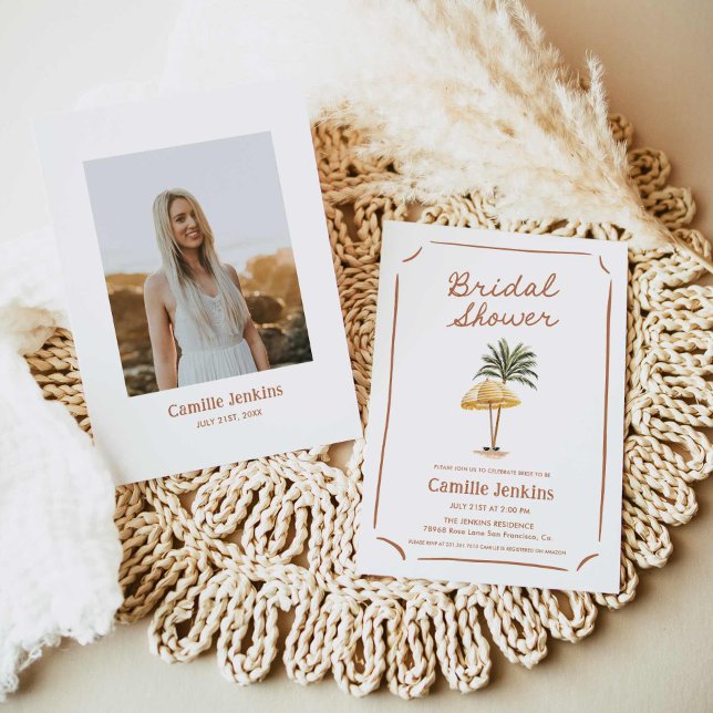 Beach Tropical Summer Bridal Shower Invitation (Summer Beach Bridal Shower Invitation)