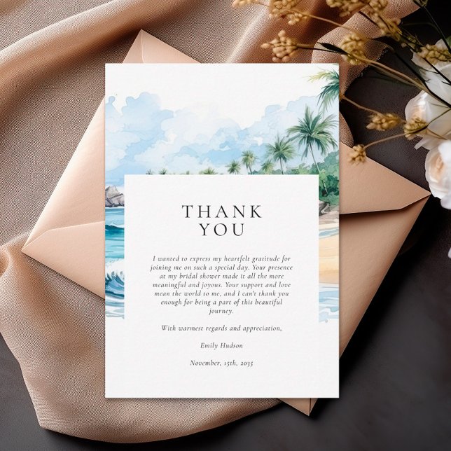 Beach Tropical Summer Bridal Shower Thank You Card (Creator Uploaded)