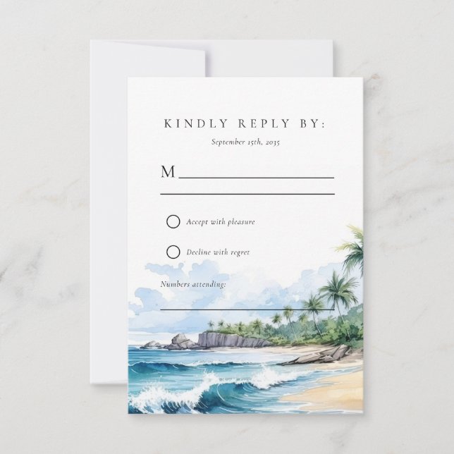 Beach Tropical Summer Wedding RSVP Card (Front)