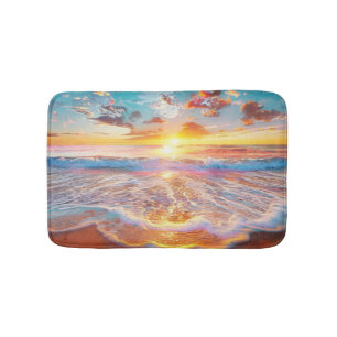 Beach Tropical Sunset Bathroom Floor Mats