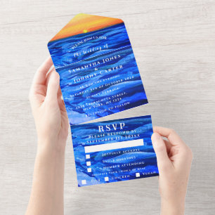 Beach Tropical Sunset Destination Ocean Wave All In One Invitation