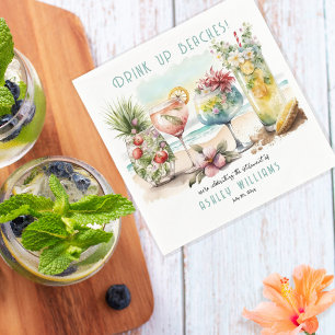 Beach Tropical Themed Cocktails Retirement Party Napkin