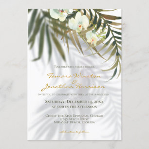 Beach Tropical Trendy Greenery All In One Wedding Invitation