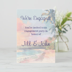 Beach Tropical Watercolor Engagement Invitation