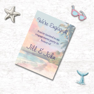 Beach Tropical Watercolor Engagement Invitation