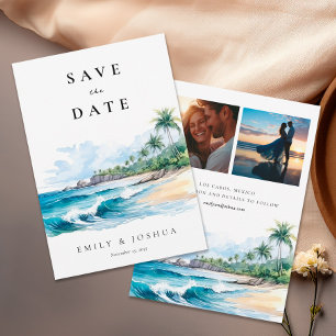 Beach Tropical Watercolor Save The Date