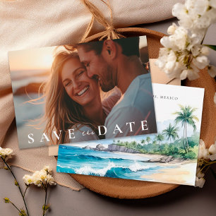 Beach Tropical Watercolor Save The Date
