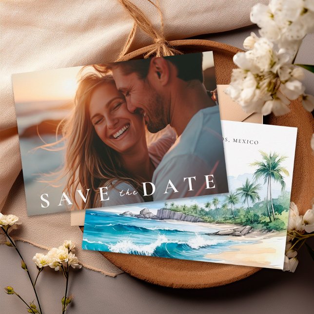 Beach Tropical Watercolor Save The Date (Creator Uploaded)