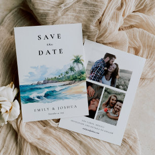 Beach Tropical Watercolor Save The Date