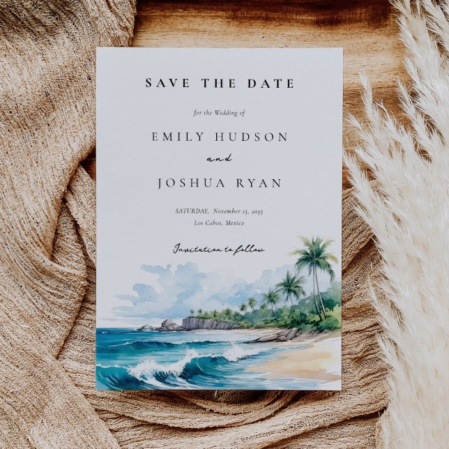 Beach Tropical Watercolor Save The Date (Creator Uploaded)