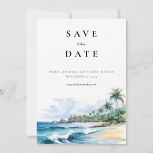 Beach Tropical Watercolor Save The Date