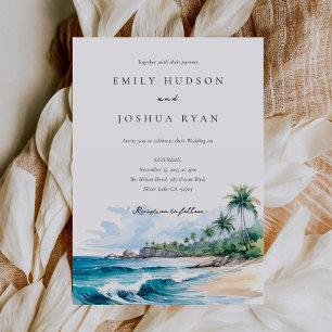 Beach Tropical Watercolor Wedding Invitation