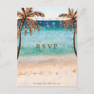 beach tropical wedding rsvp postcard