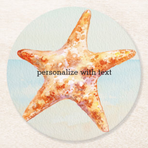 Beach Tropical with Starfish Round Paper Coaster