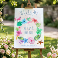 Beach tropical wreath wedding welcome