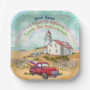 Beach Truck Lighthouse Paper Plate