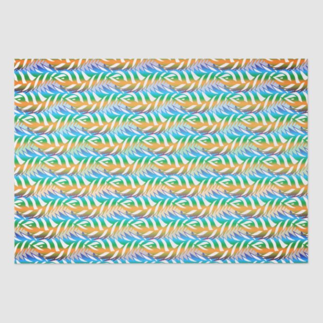 Beach turquoise and yellow fun feather pattern tissue paper (Front)