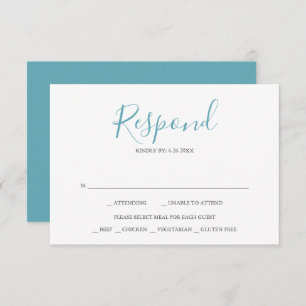 Beach Turquoise Blue Wedding RSVP Cards