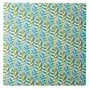 Beach turquoise fun feather pattern. ceramic tile