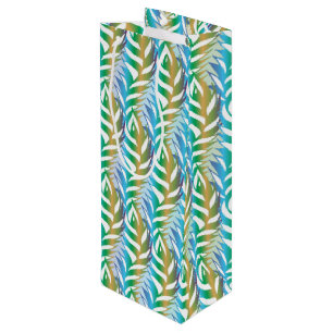 Beach turquoise fun feather pattern. wine gift bag