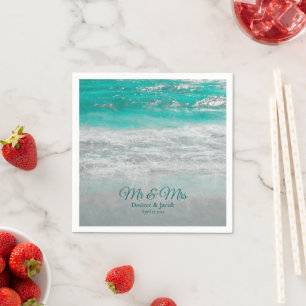 Beach Turquoise Tropical Ocean Waves Coastal Napkin
