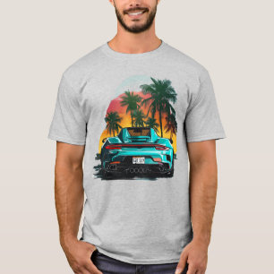 Beach Turquoise Turbo Sports Car Teen Guy Race Car T-Shirt