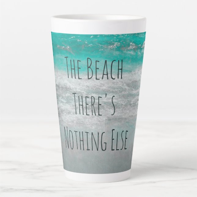 Beach Turquoise White Tropical Ocean Waves Coastal Latte Mug (Front)