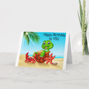 BEACH TURTLE SAYS *HAVE FUN ON YOUR BIRTHDAY* CARD
