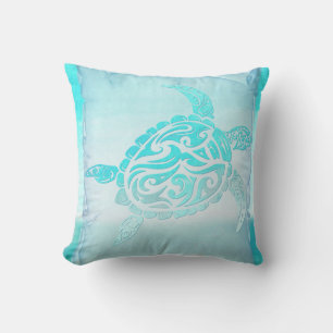 Beach Turtle Watercolor Art Cushion