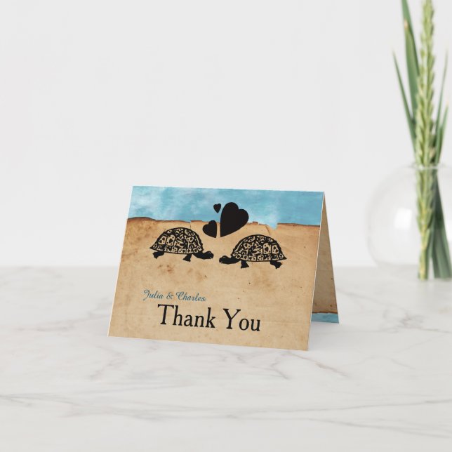 Beach Turtle Whimsical Personalised Thank You Card (Front)