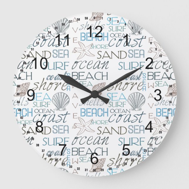 Beach Typography Large Clock (Front)