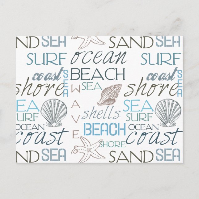 Beach Typography Postcard (Front)