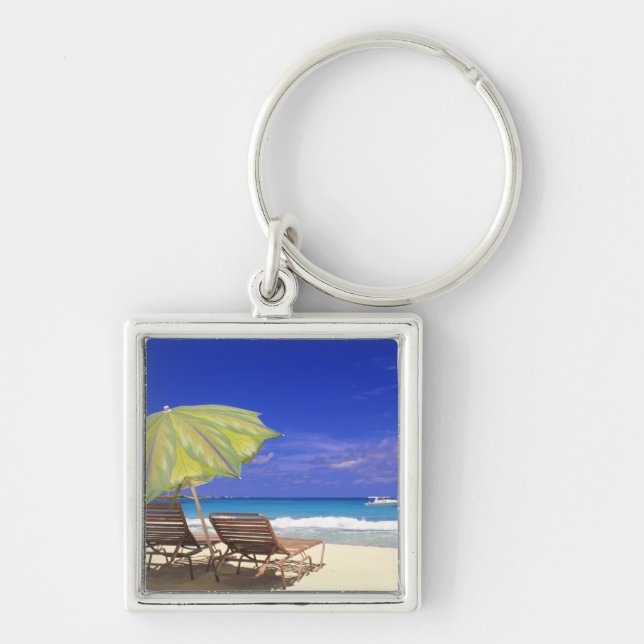 Beach Umbrella, Abaco, Bahamas Key Ring (Front)